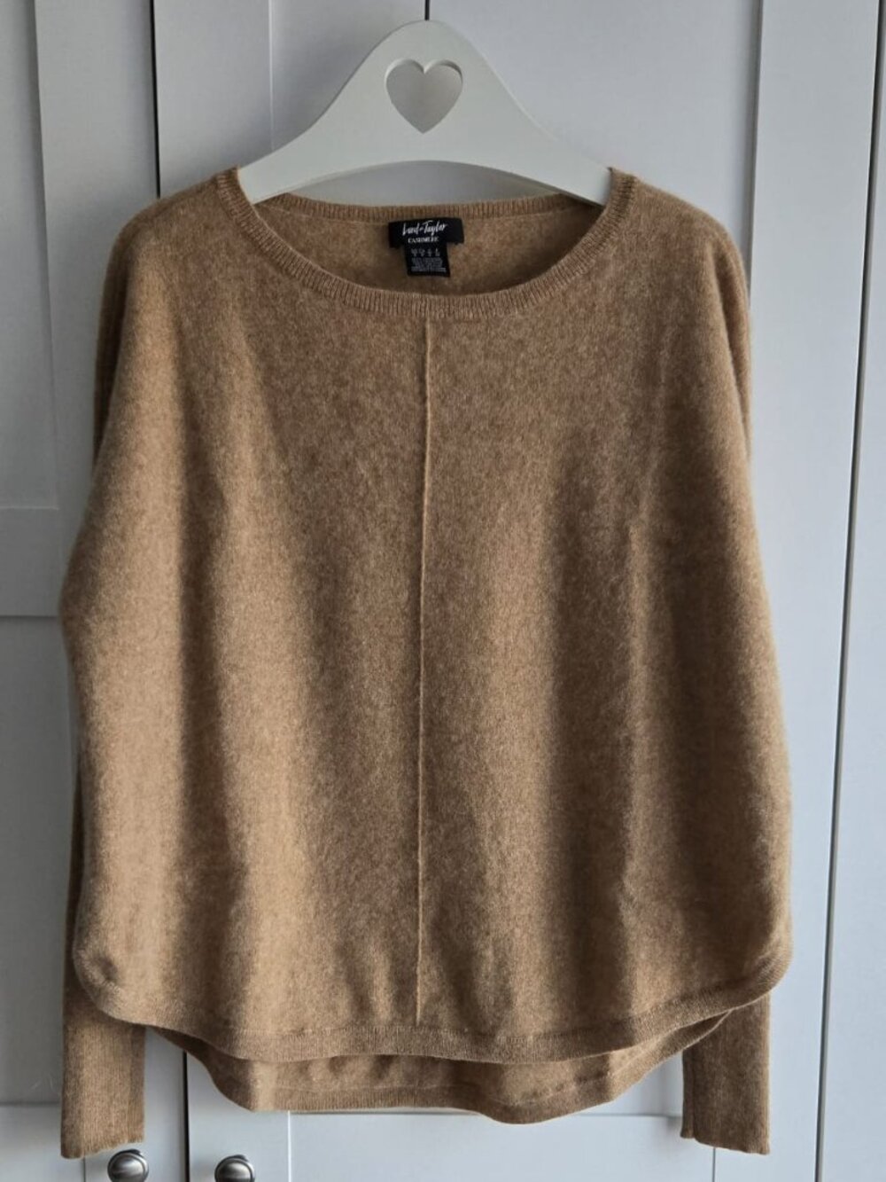 Lord & Taylor 100% Cashmere Oversized Camel Sweater Size M PTP25